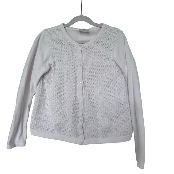 Hanna Andersson White Textured Cardigan - Size 130 - Picture 1 of 4